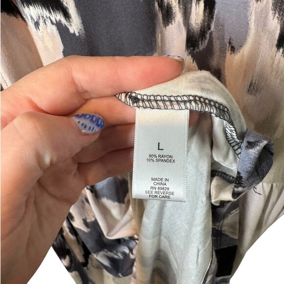 LOGO‎ by Lori Goldstein Elbow Sleeve Crew Neck Dress Neutral Combo Jersey Large - Picture 5 of 7